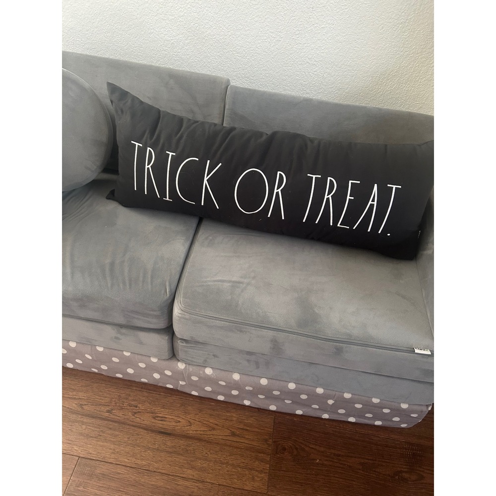Rae Dunn Halloween Trick Or Treat Lumbar Pillow Black White Farmhouse 32 in